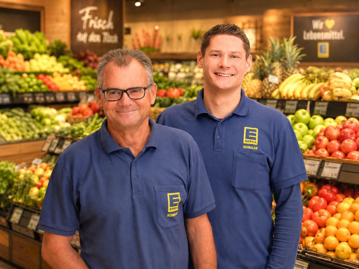 Marco und Alfred Schnalke in ihrem EDEKA-Markt